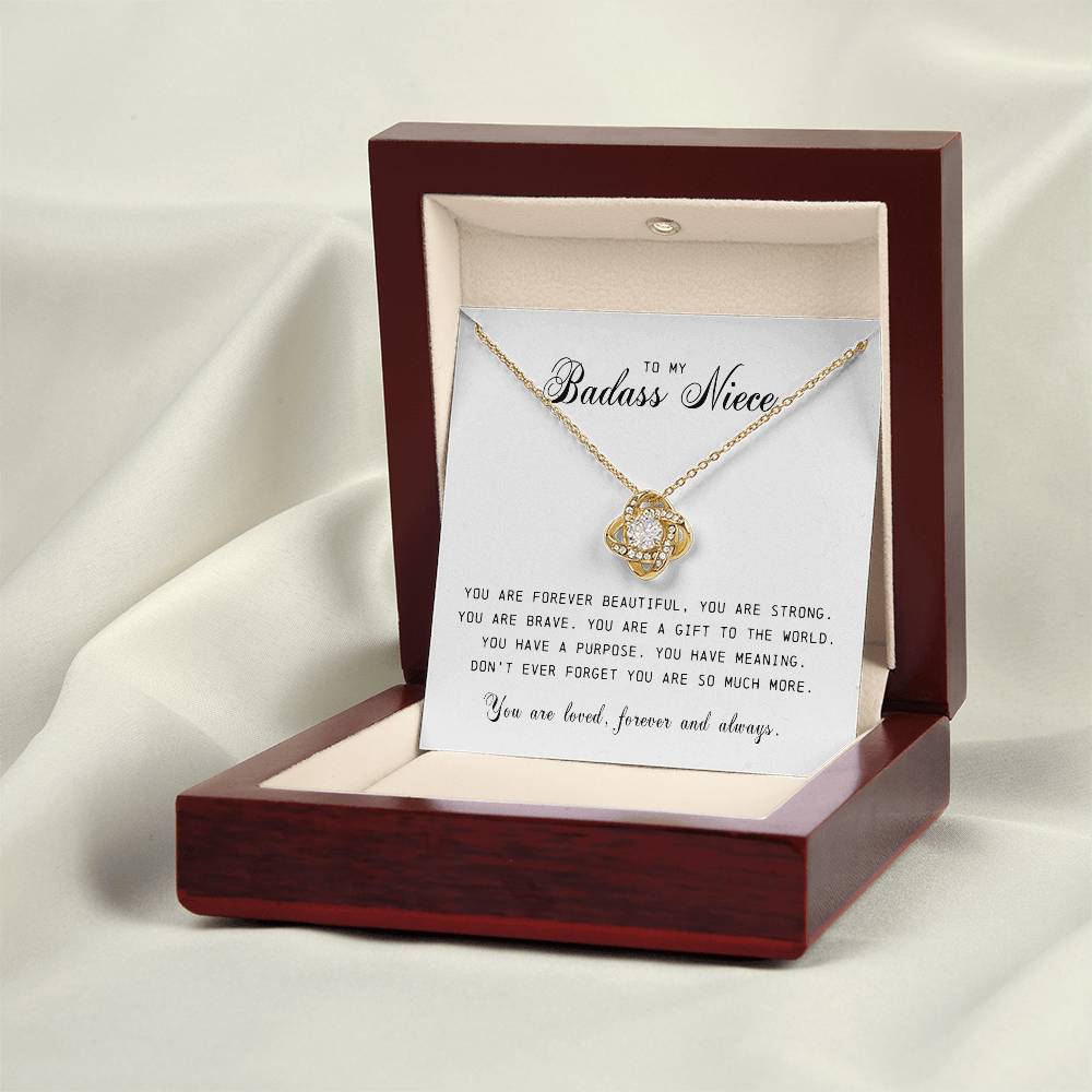 To My Badass Niece "You Are Forever Beautiful" Love Knot Necklace