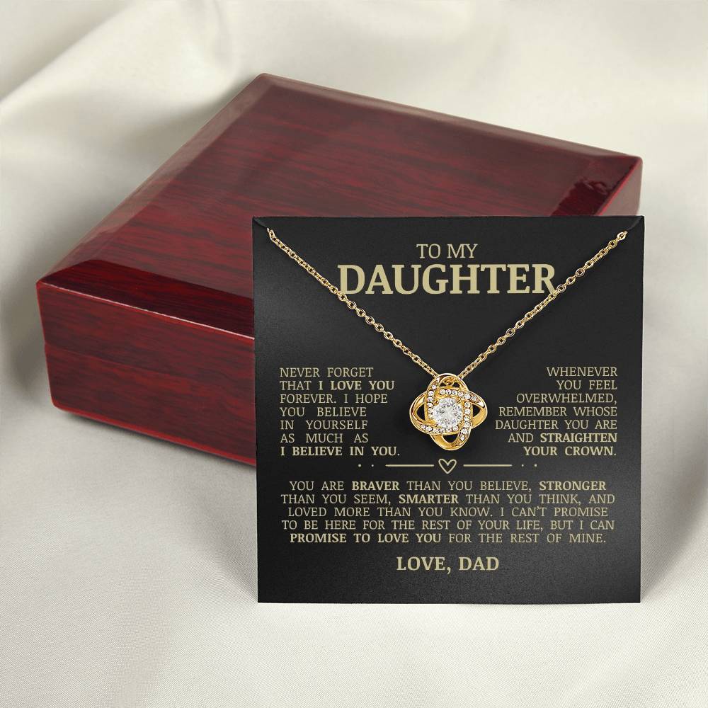 To My Daughter "I Believe In You" Love Knot Necklace