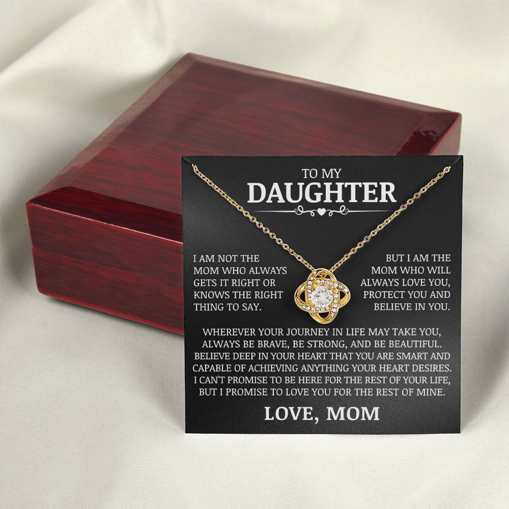 To My Daughter "Love You, Protect You, and Believe In You" Love Knot Necklace