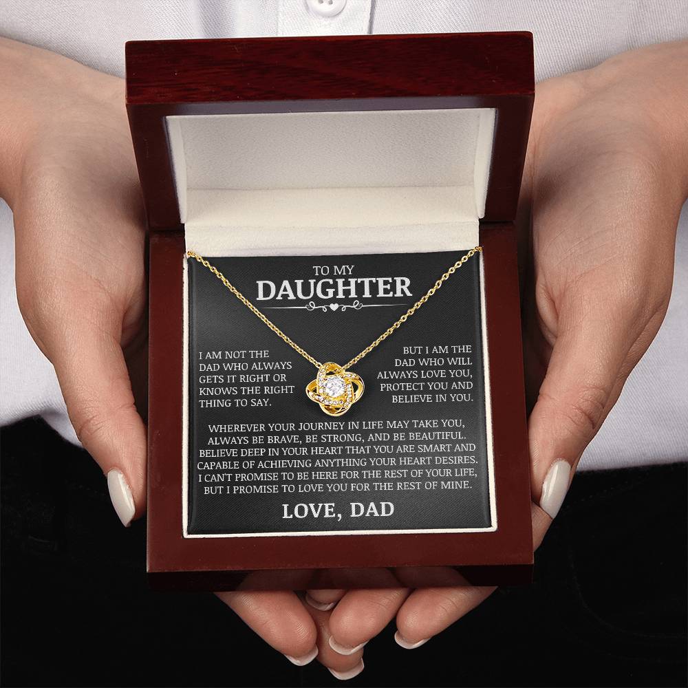 To My Daughter "Love You, Protect You and Believe In You" Love Knot Necklace