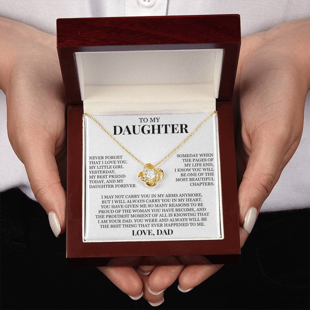 To My Daughter "Never Forget That I Love You" Love Knot Necklace