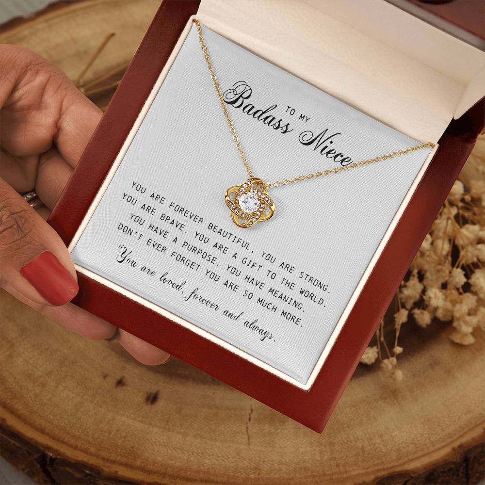 To My Badass Niece " You Are Forever Beautiful" Love Knot Necklace