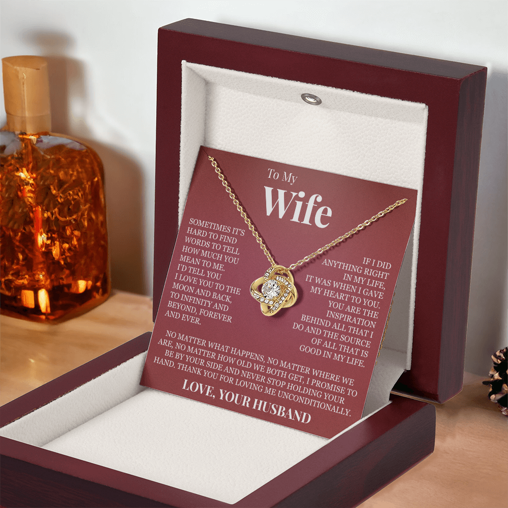 Love Knot Necklace - To My Wife "I Love You To The Moon and Back"