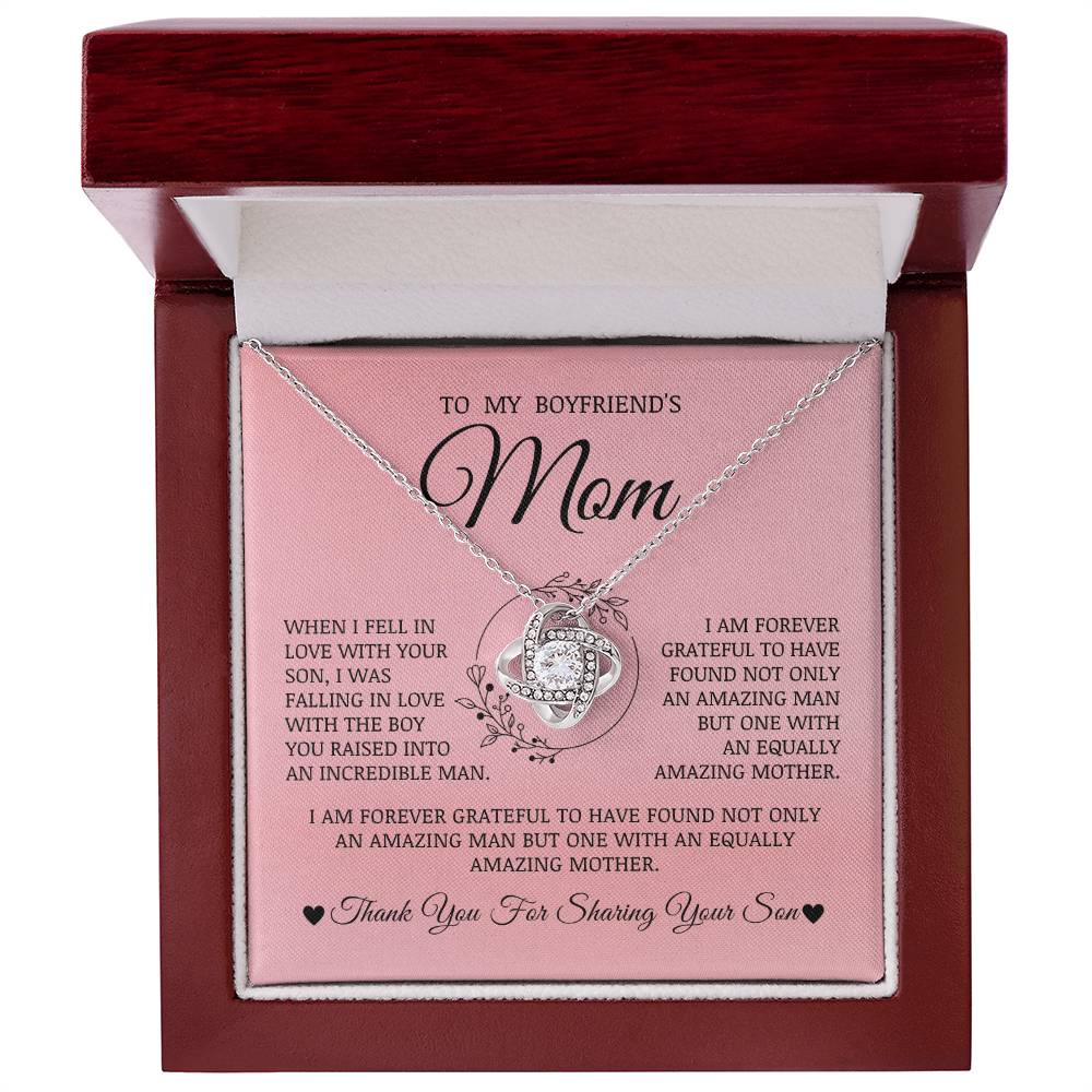 To My Boyfriend's Mom "I Fell In Love With Your Son" Love Knot Necklace