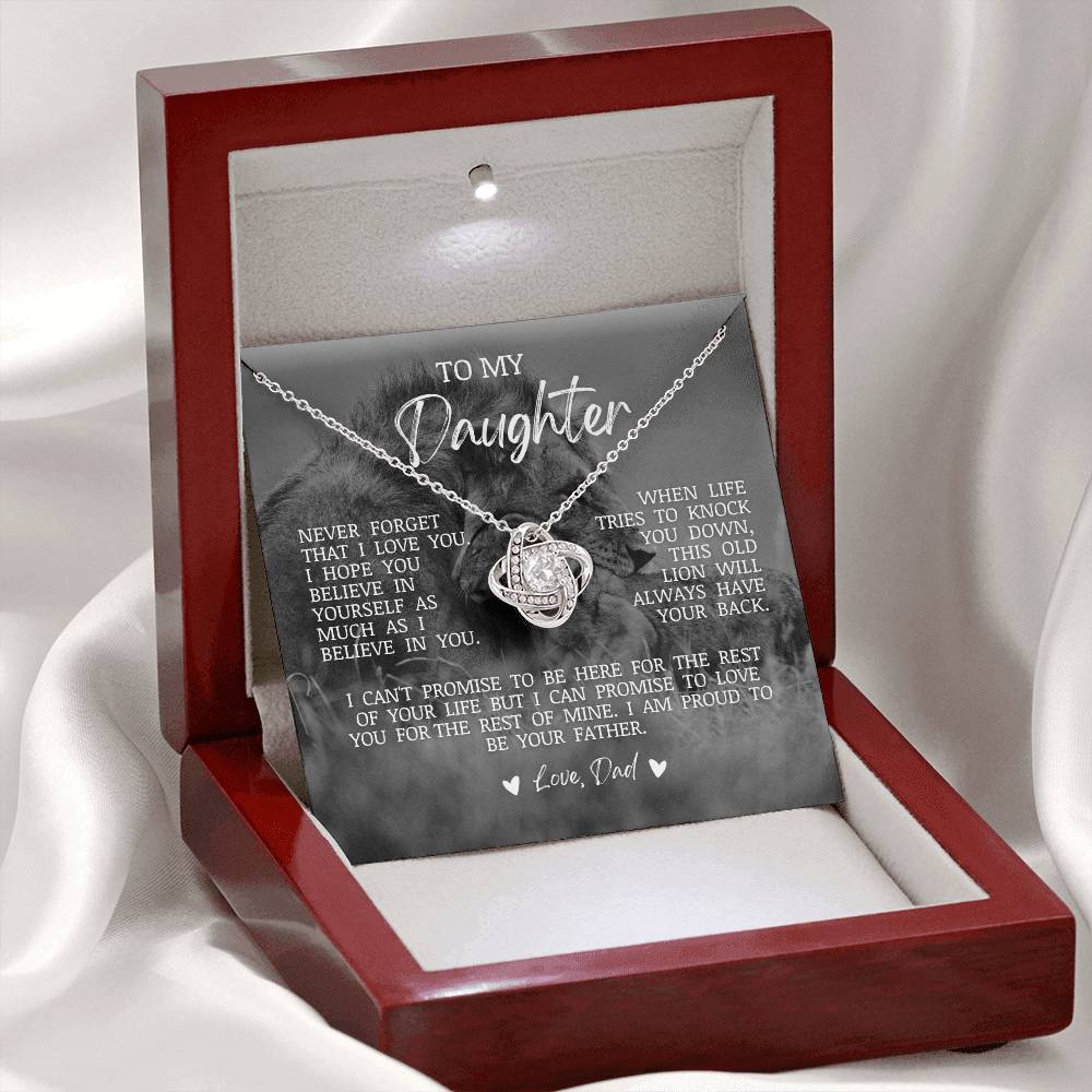 To My Daughter "Believe In Yourself" Love Knot Necklace