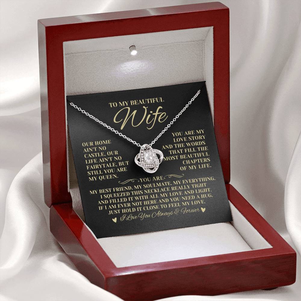 To My Beautiful Wife "You Are My Queen" Love Knot Necklace