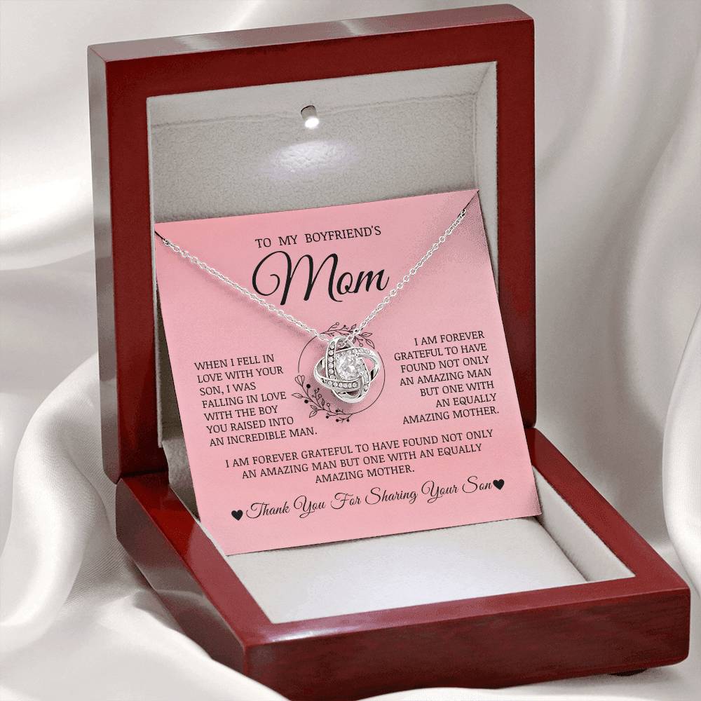 To My Boyfriend's Mom "I Fell In Love With Your Son" Love Knot Necklace