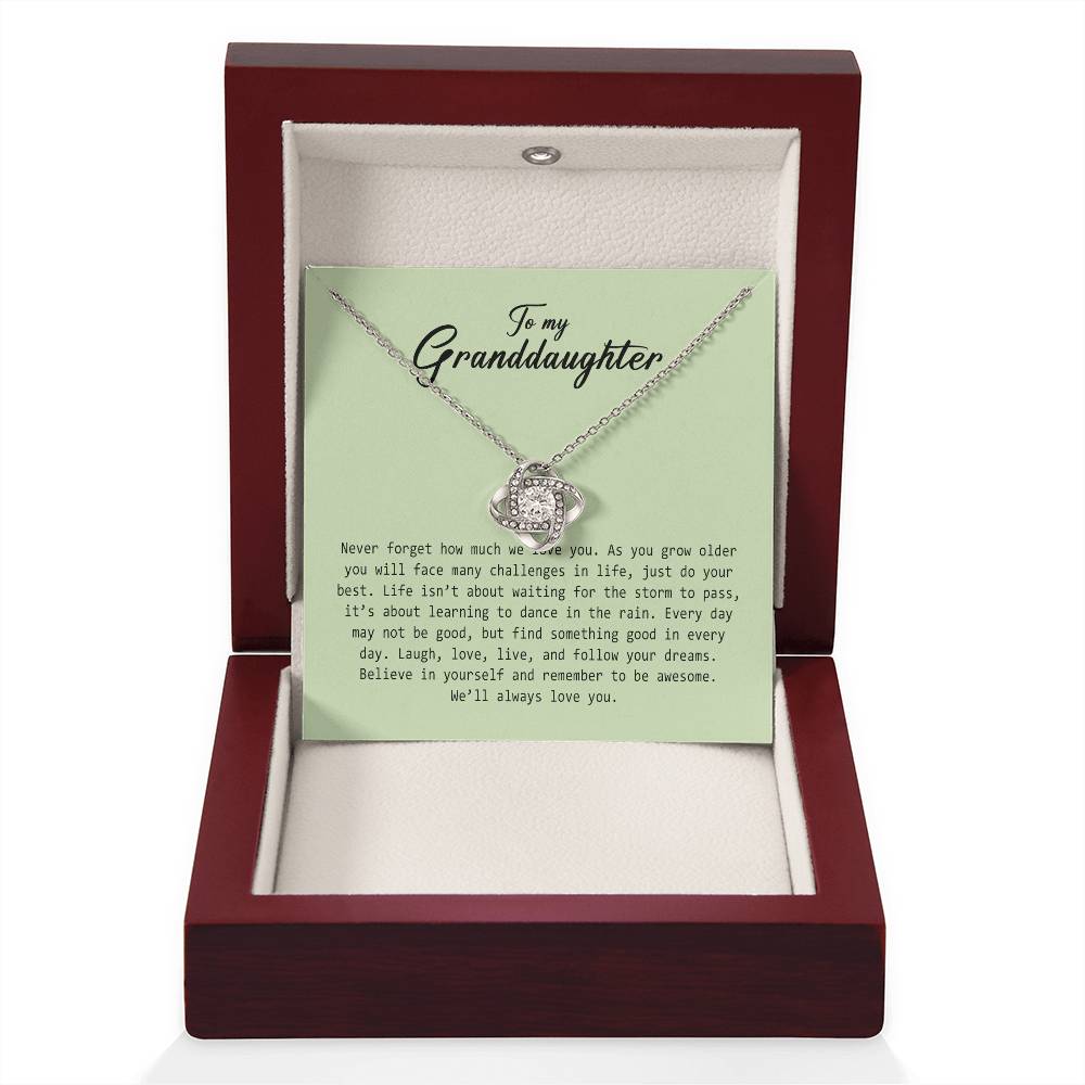 To My Granddaughter, Love Knot Necklace