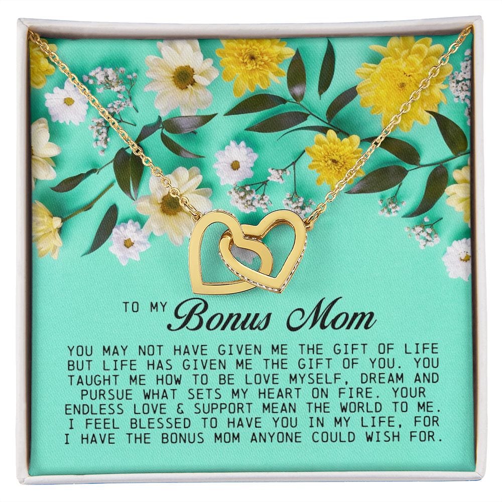 To My Bonus Mom, Interlocking Hearts Necklace