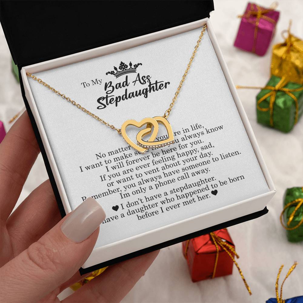 To My Badass Daughter, Interlocking Hearts Necklace