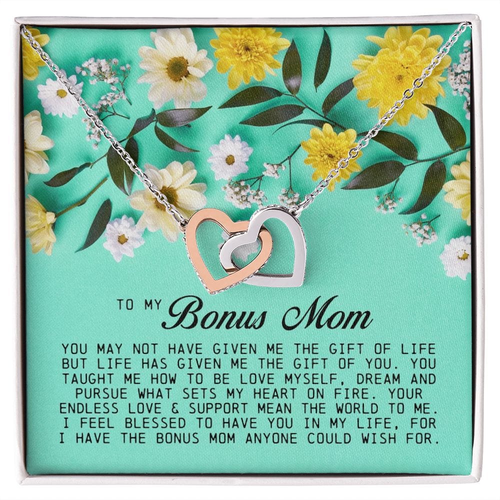 To My Bonus Mom, Interlocking Hearts Necklace