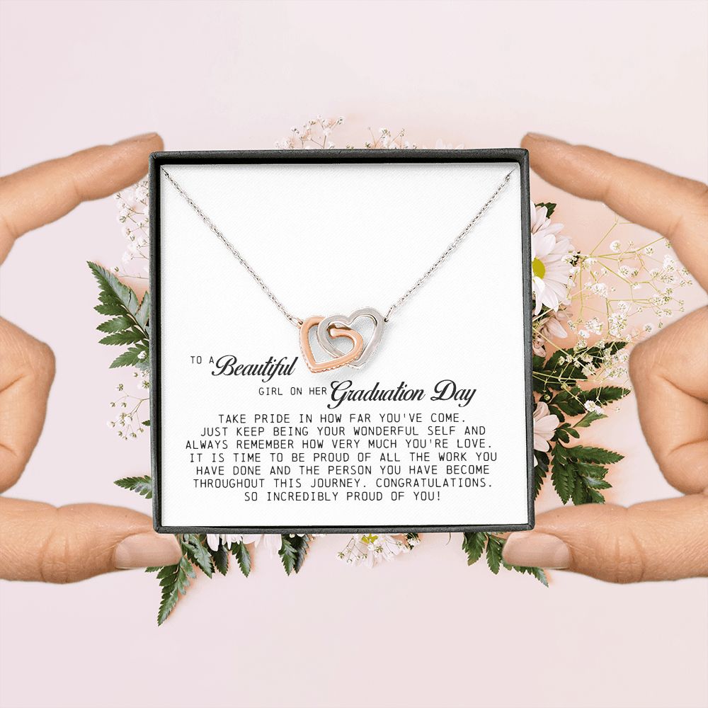 To a Beautiful Girl on Her Graduation Day, Interlocking Hearts Necklace