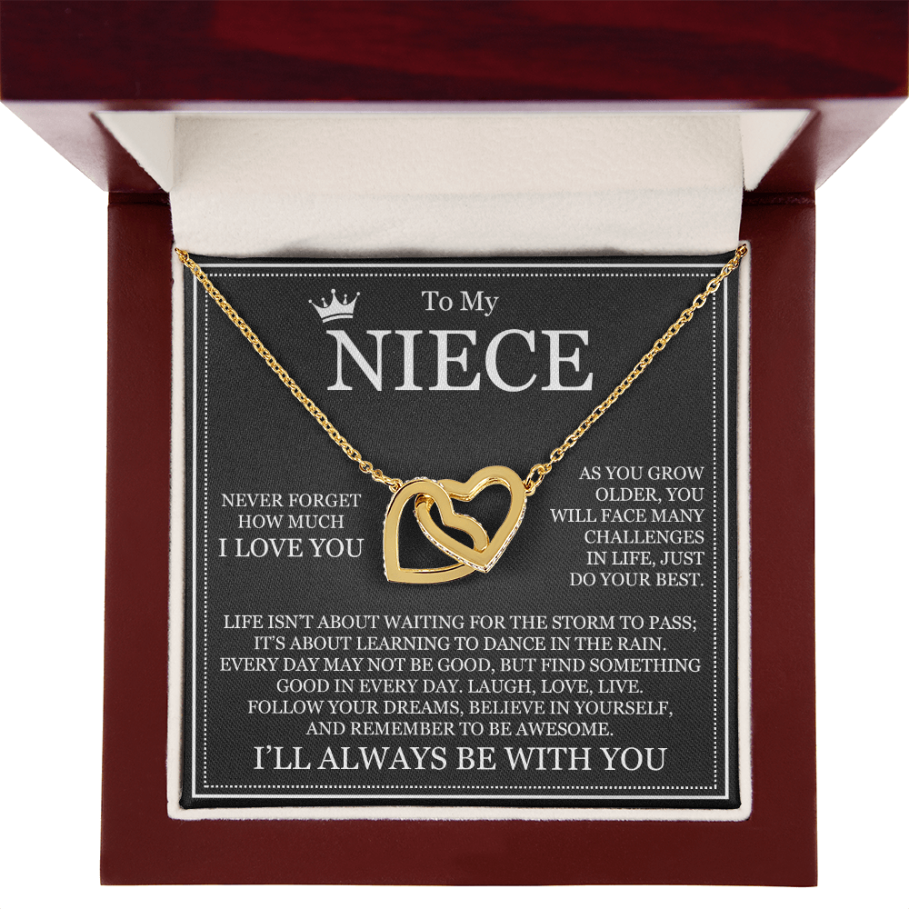 Interlocking Hearts Necklace - To My Niece "Never Forget How Much I Love You"
