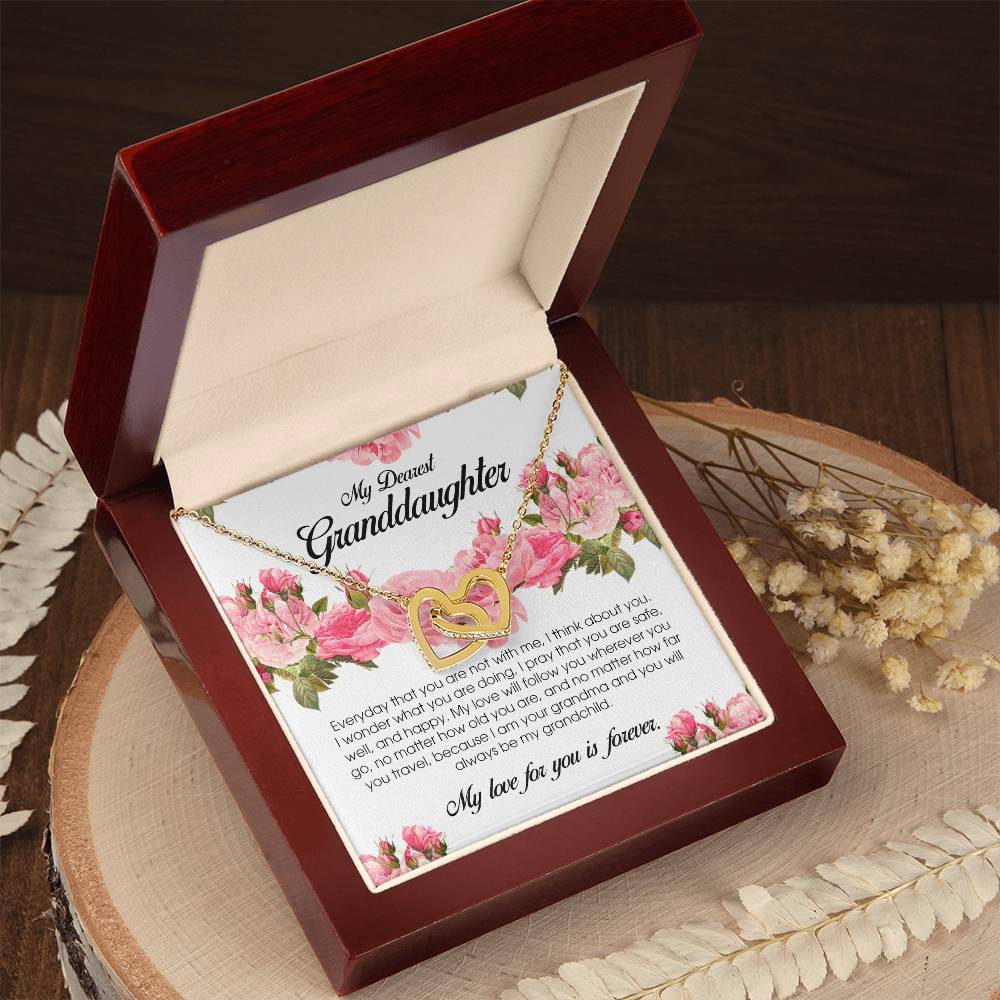 To My Dearest Granddaughter, Interlocking Heart Necklace