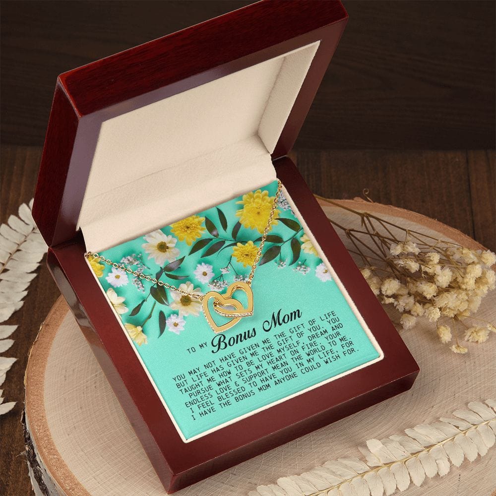 To My Bonus Mom, Interlocking Hearts Necklace