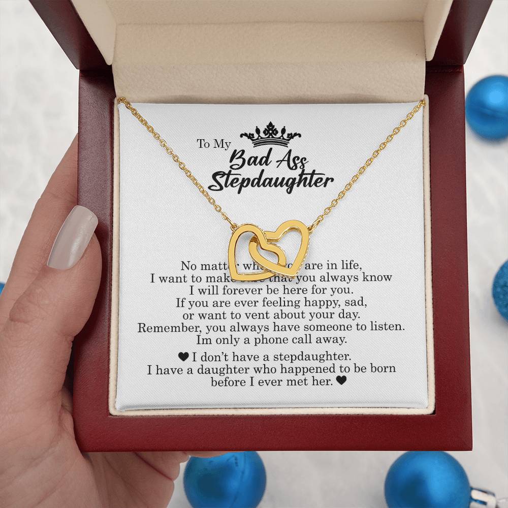 To My Badass Daughter, Interlocking Hearts Necklace