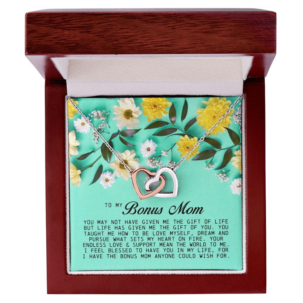 To My Bonus Mom, Interlocking Hearts Necklace