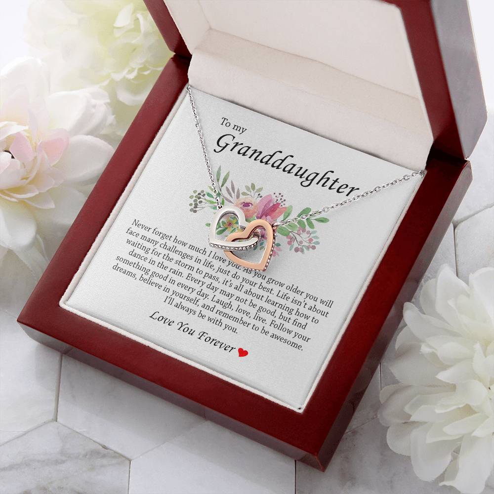 To My Granddaughter "I'll Always Be With You" Interlocking Heart Necklace