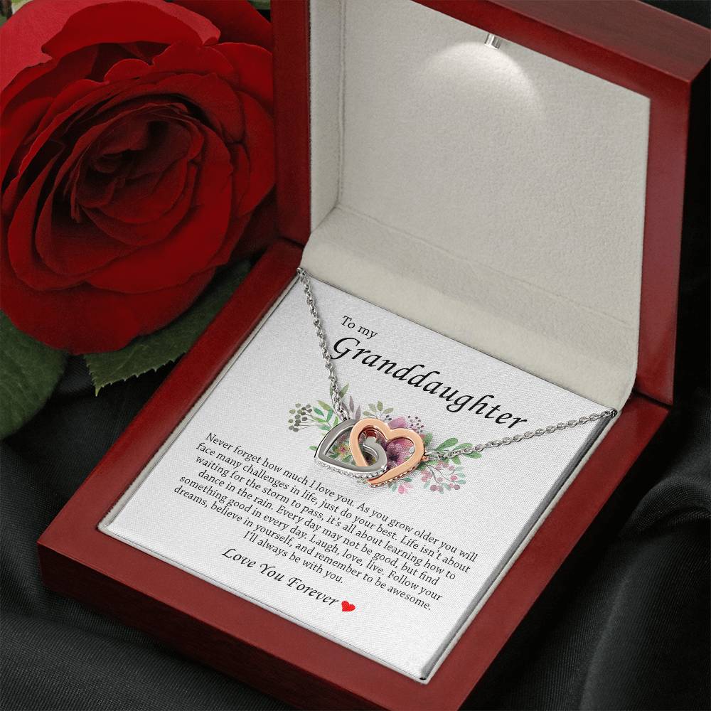 To My Granddaughter "I'll Always Be With You" Interlocking Heart Necklace