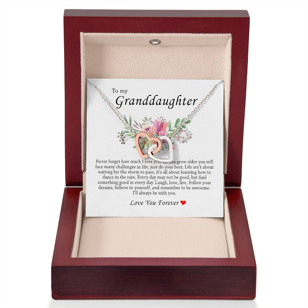To My Granddaughter "I'll Always Be With You" Interlocking Heart Necklace