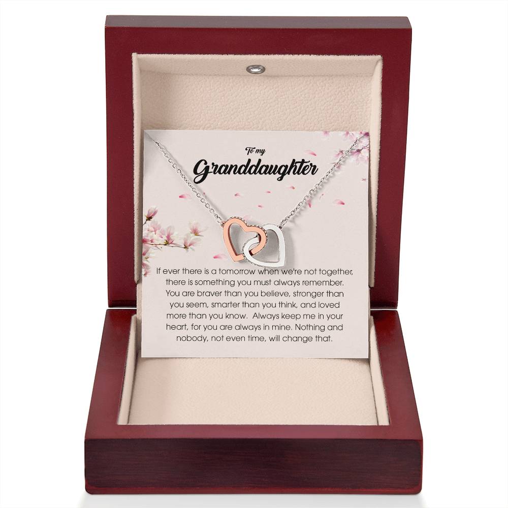 To My Granddaughter "Always Keep Me In Your Heart" Interlocking Heart Necklace