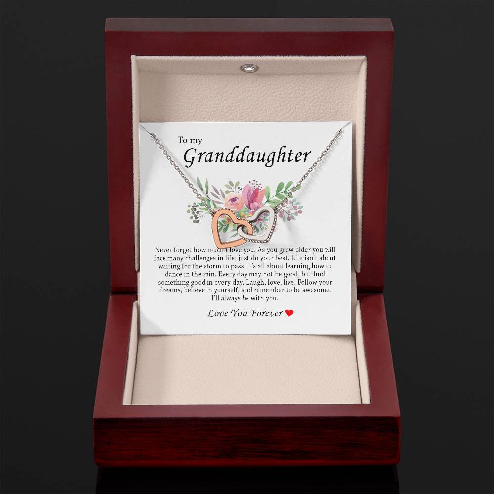 To My Granddaughter "I'll Always Be With You" Interlocking Heart Necklace