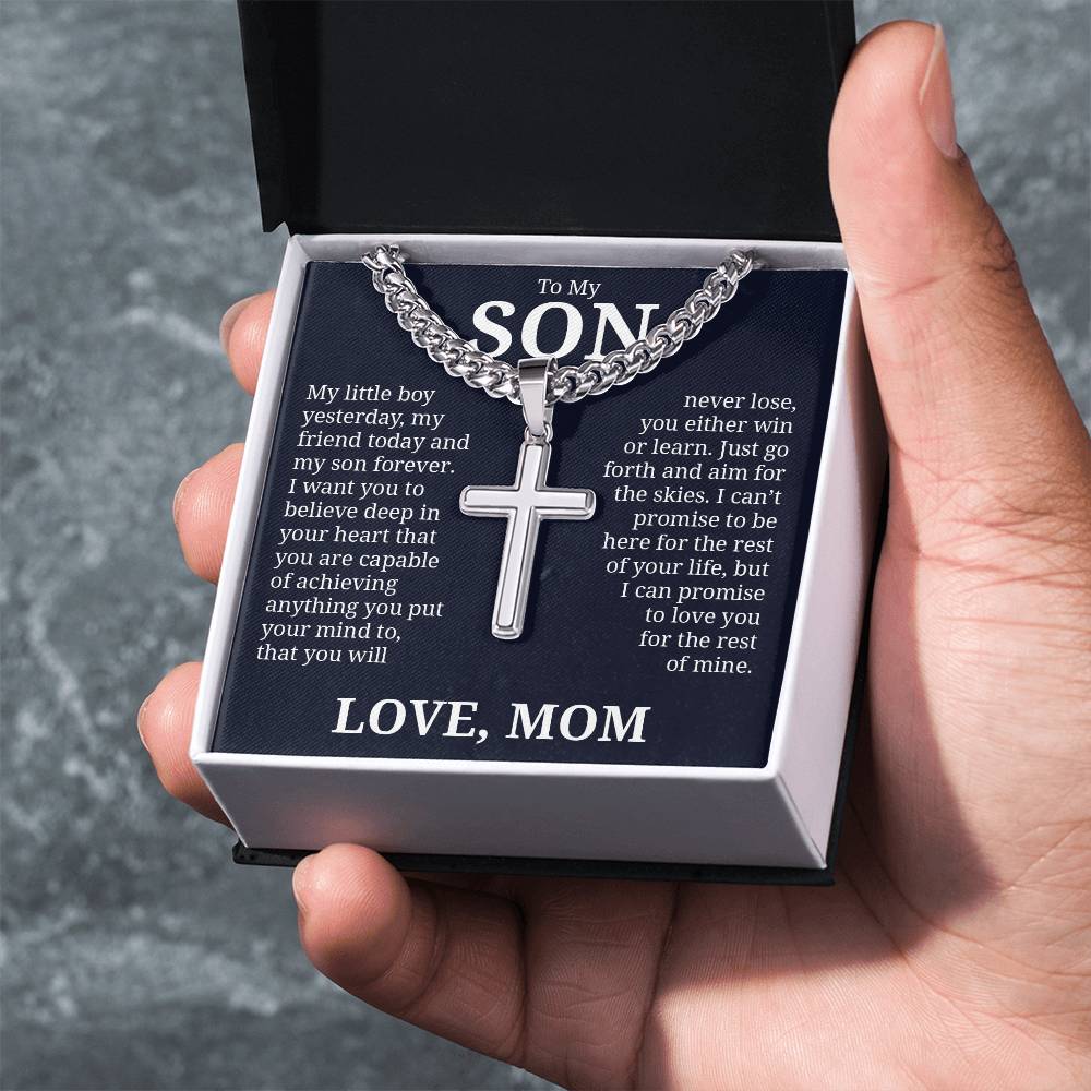 To My Son, Cuban Chain with Cross Necklace