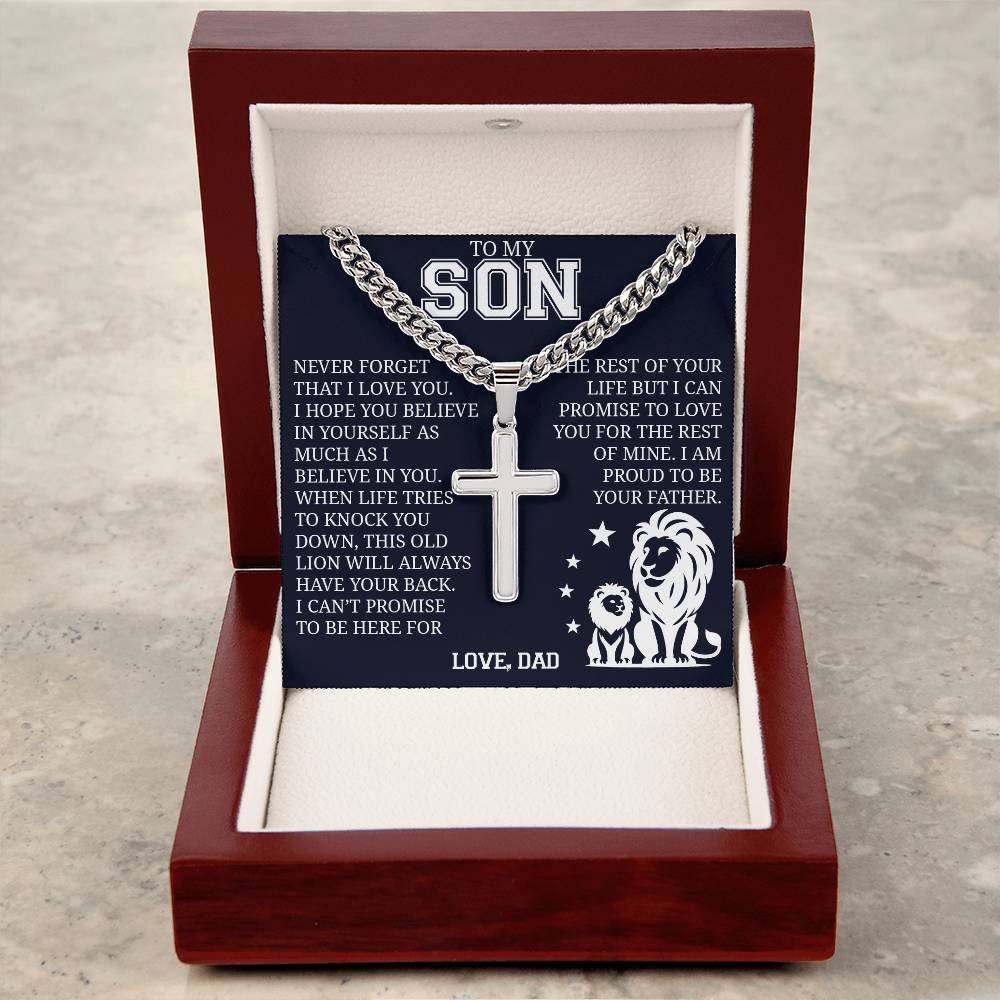 To My Son, Cuban Chain with Cross Necklace