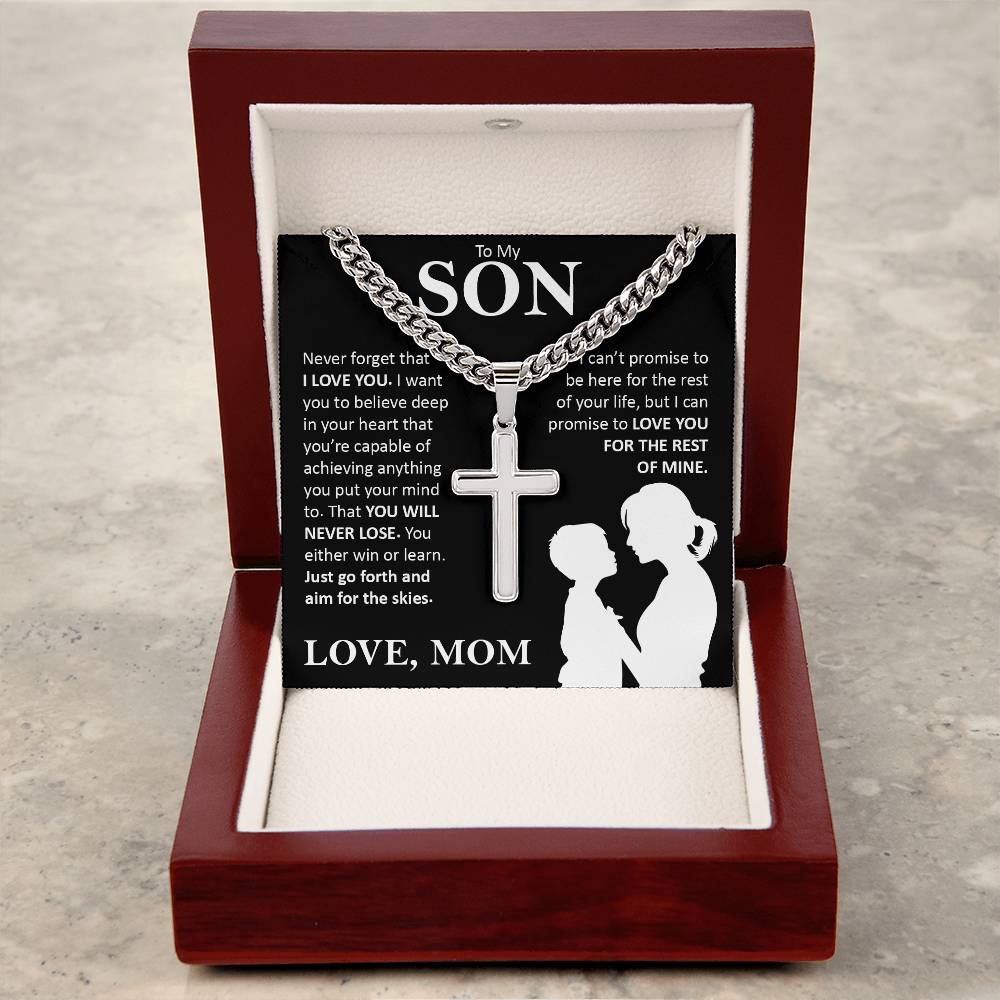 To My Son, Cuban Chain with Cross Necklace