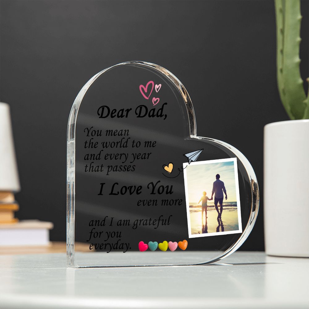 Personalized Dad Gift, Acrylic Heart Plaque