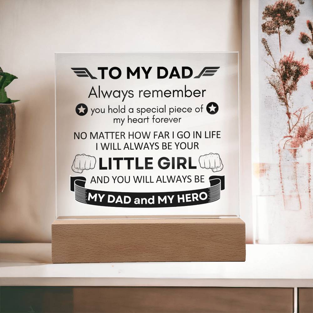 Acrylic Square Plaque, To My Dad, Dad Gift, For Father's Day, Birthday Christmas Gift from Son or Daughter
