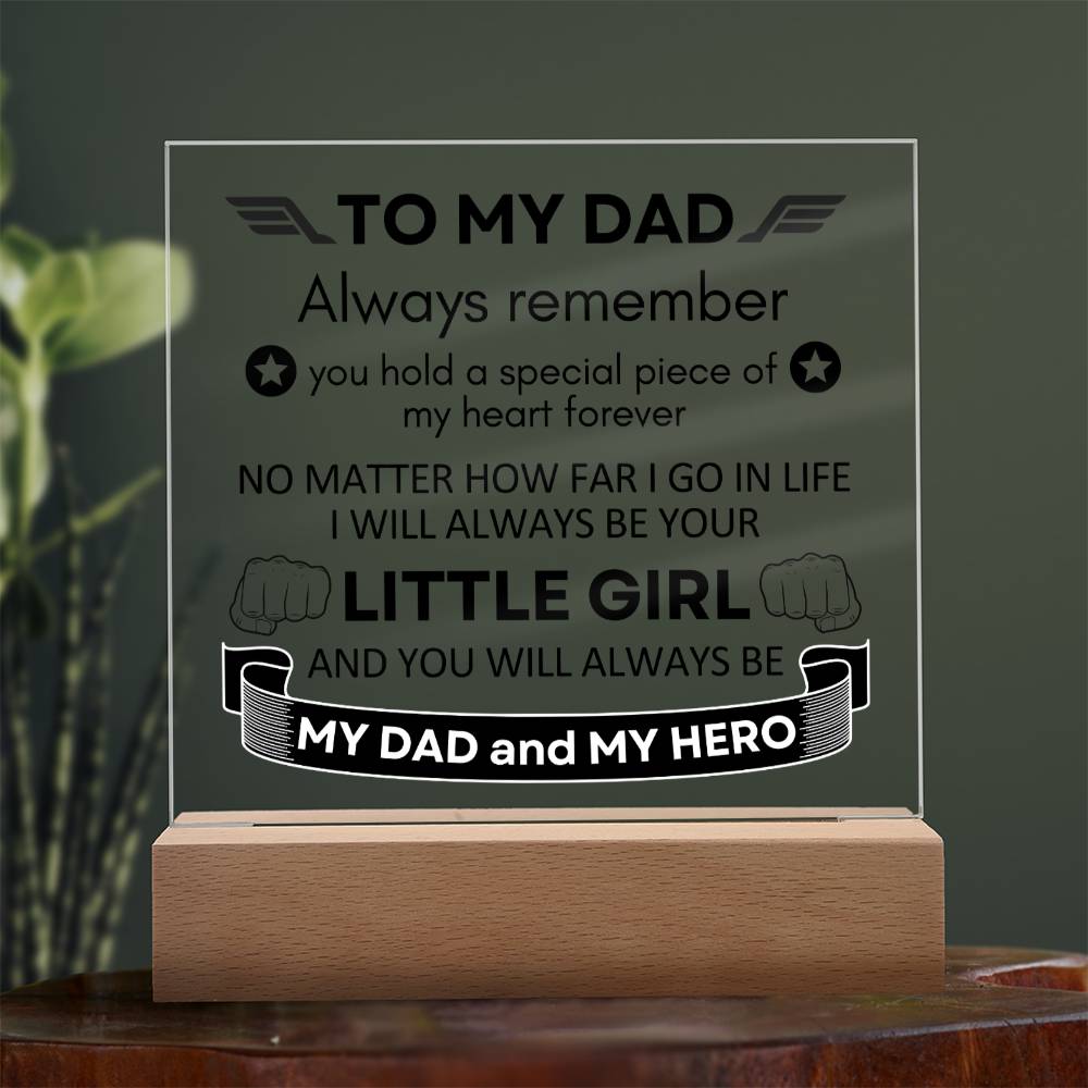 Acrylic Square Plaque, To My Dad, Dad Gift, For Father's Day, Birthday Christmas Gift from Son or Daughter