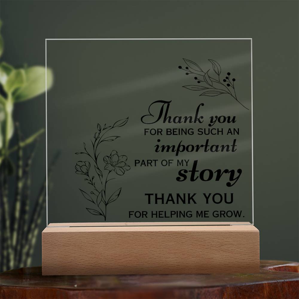 Thank You Gift, Appreciation For His or Her Help, Acrylic Square Plaque, Gift for Men or Women