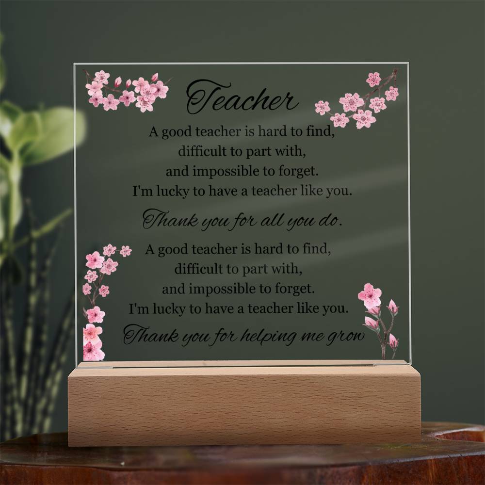 Teacher Appreciation Gift, Acrylic Square Plaque