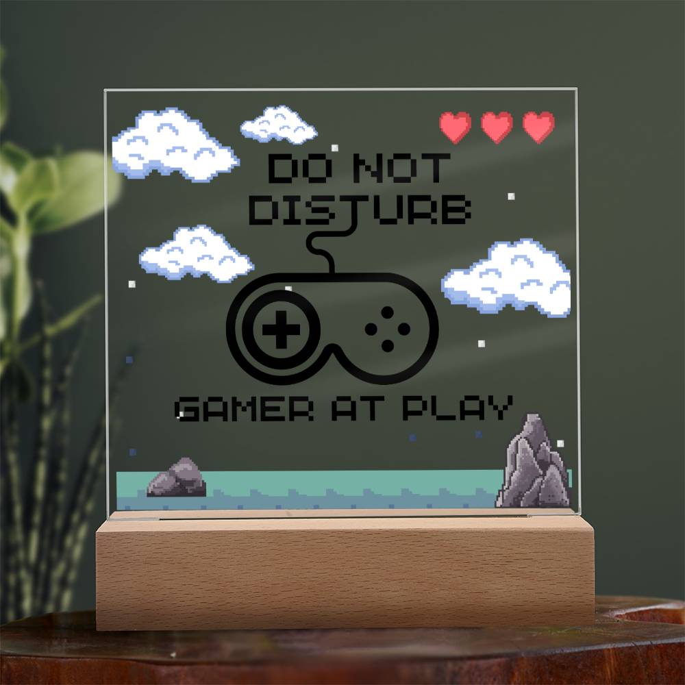 Do Not Disturb Gamer, Acrylic Plaque, Gift for Gamer Boyfriend Girlfriend Men Women, Unique Personalized Gift for Son Daughter Game Addicts, Wooden Base or LED Base