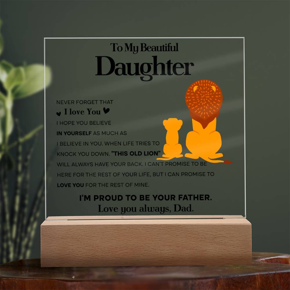 To My Beautiful Daughter, Acrylic Square Plaque