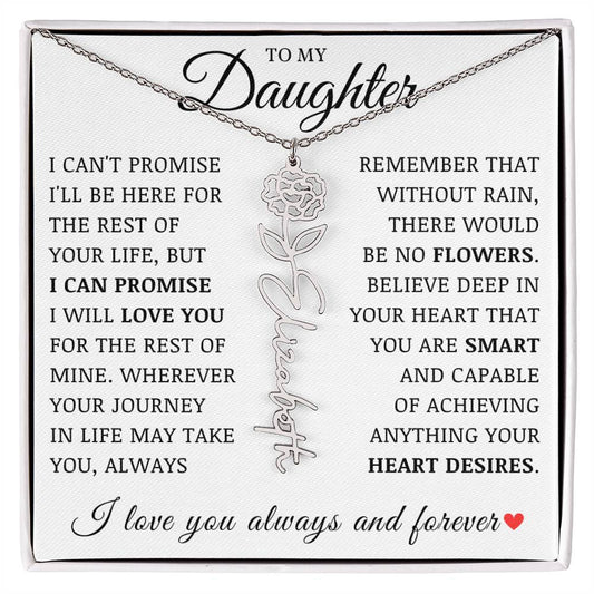 To My Daughter "No Rain No Flowers" Customized Name Necklace