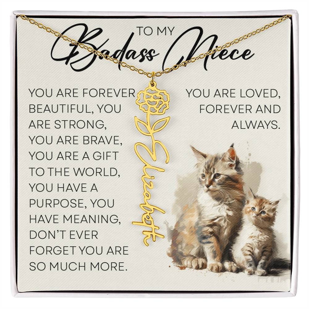 To My Badass Niece, Name Flower Necklace