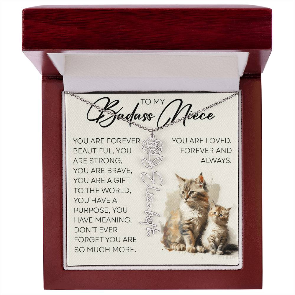 To My Badass Niece, Name Flower Necklace