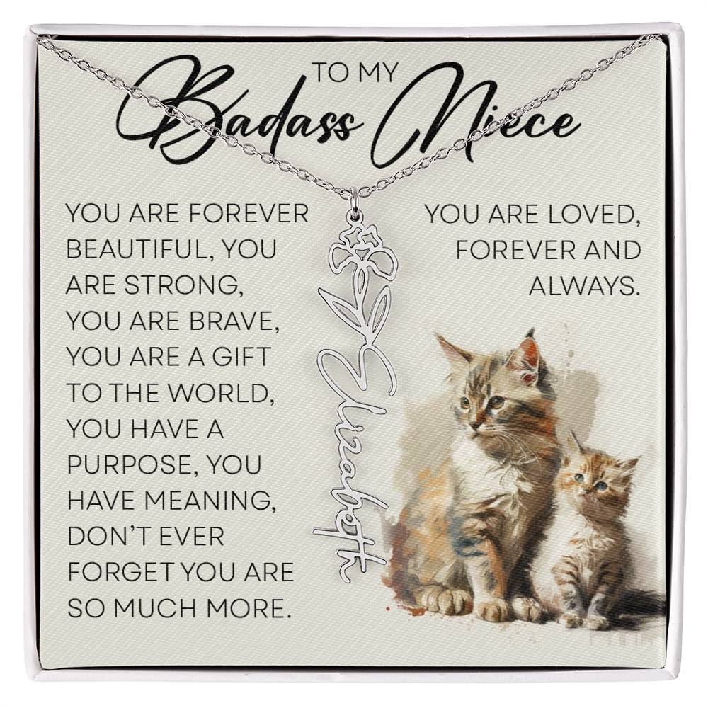 To My Badass Niece, Name Flower Necklace