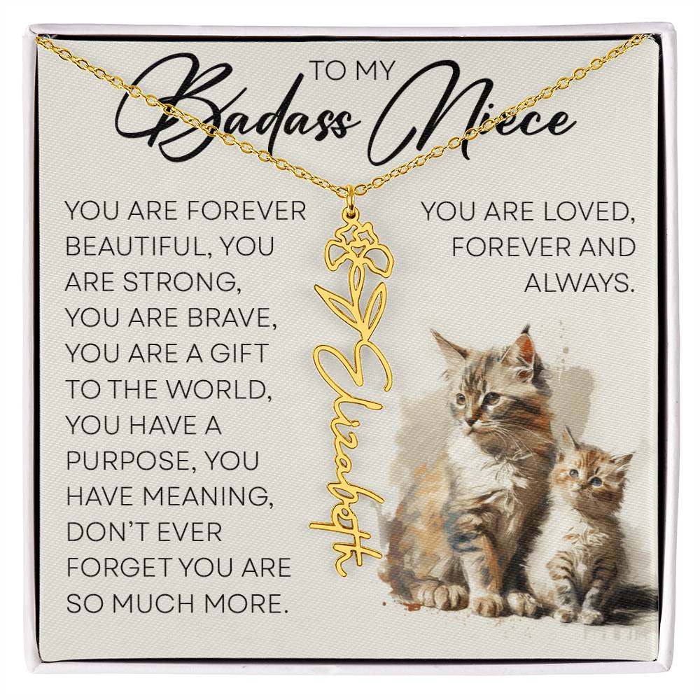 To My Badass Niece, Name Flower Necklace
