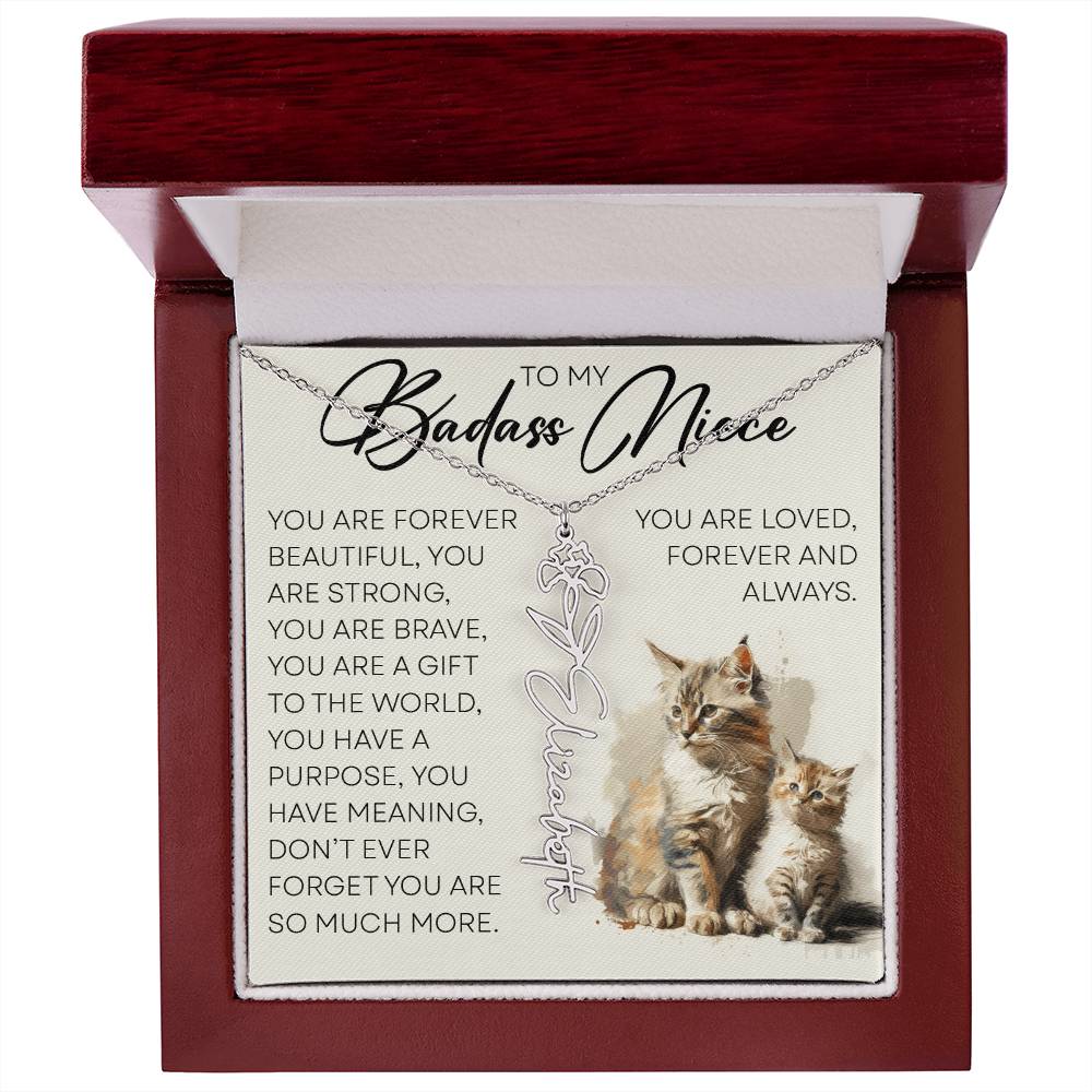 To My Badass Niece, Name Flower Necklace