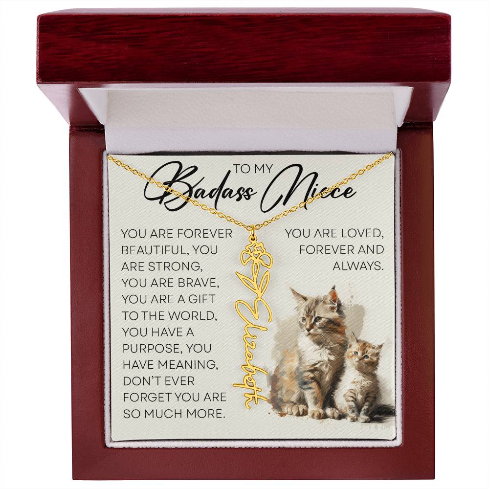 To My Badass Niece, Name Flower Necklace