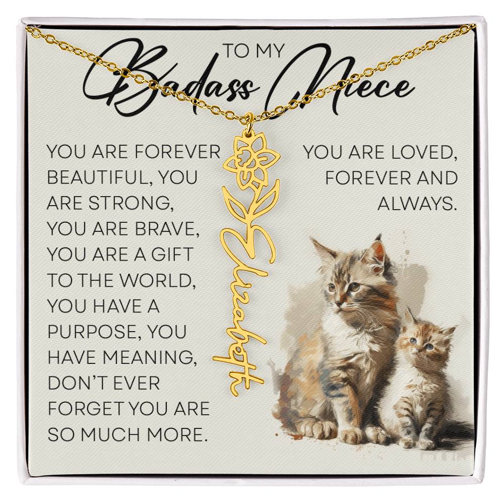 To My Badass Niece, Name Flower Necklace