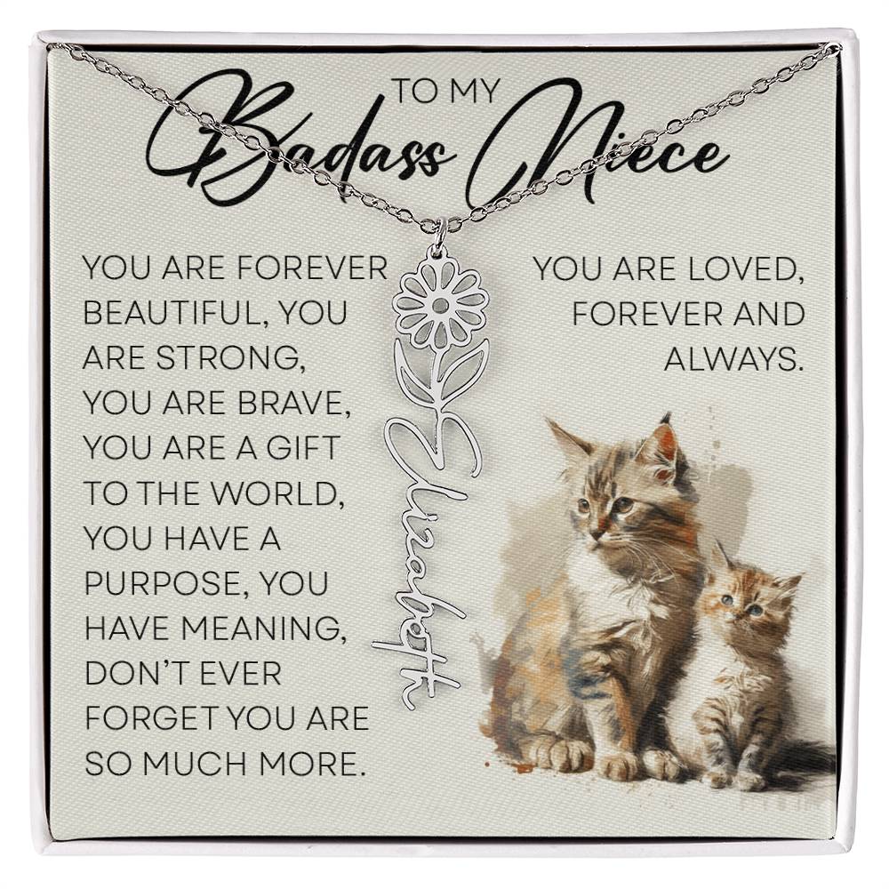 To My Badass Niece, Name Flower Necklace