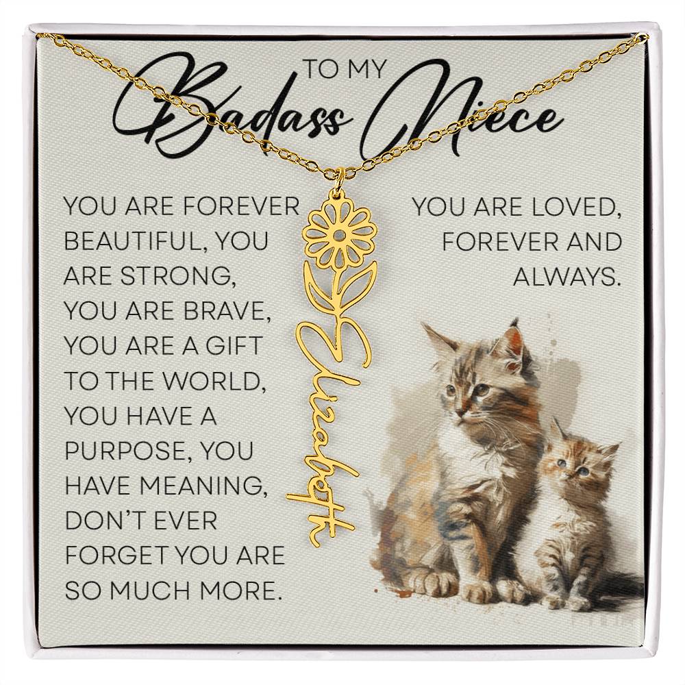 To My Badass Niece, Name Flower Necklace