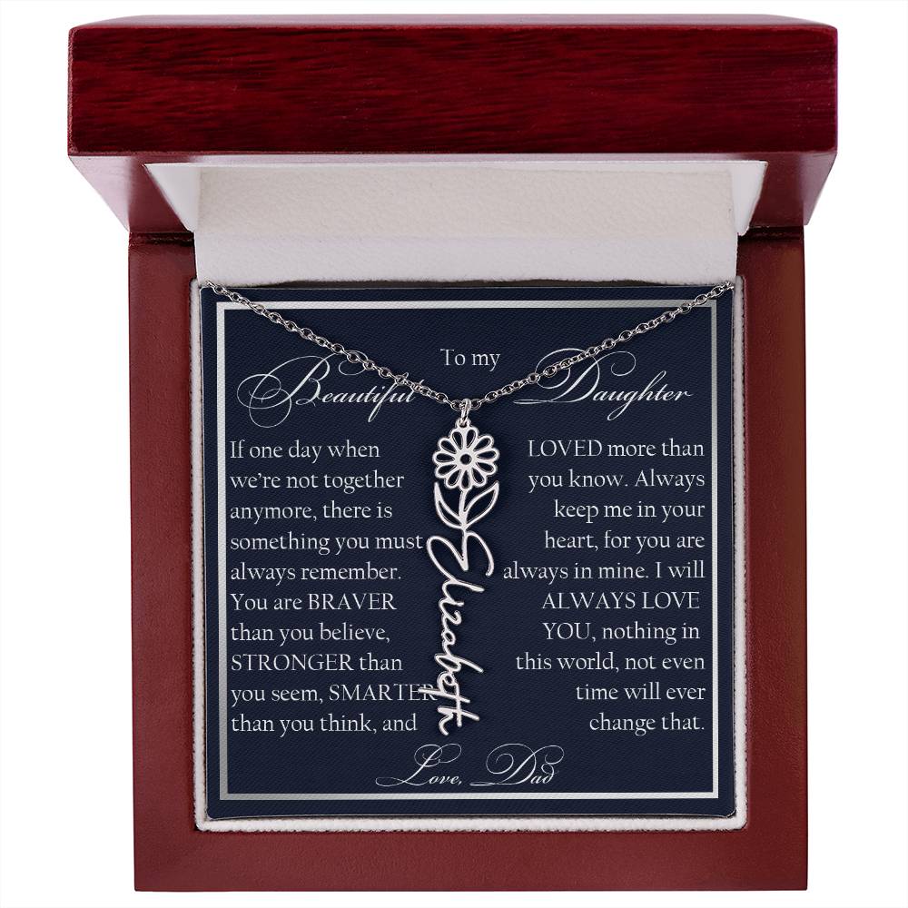 To My Beautiful Daughter, Name Flower Necklace