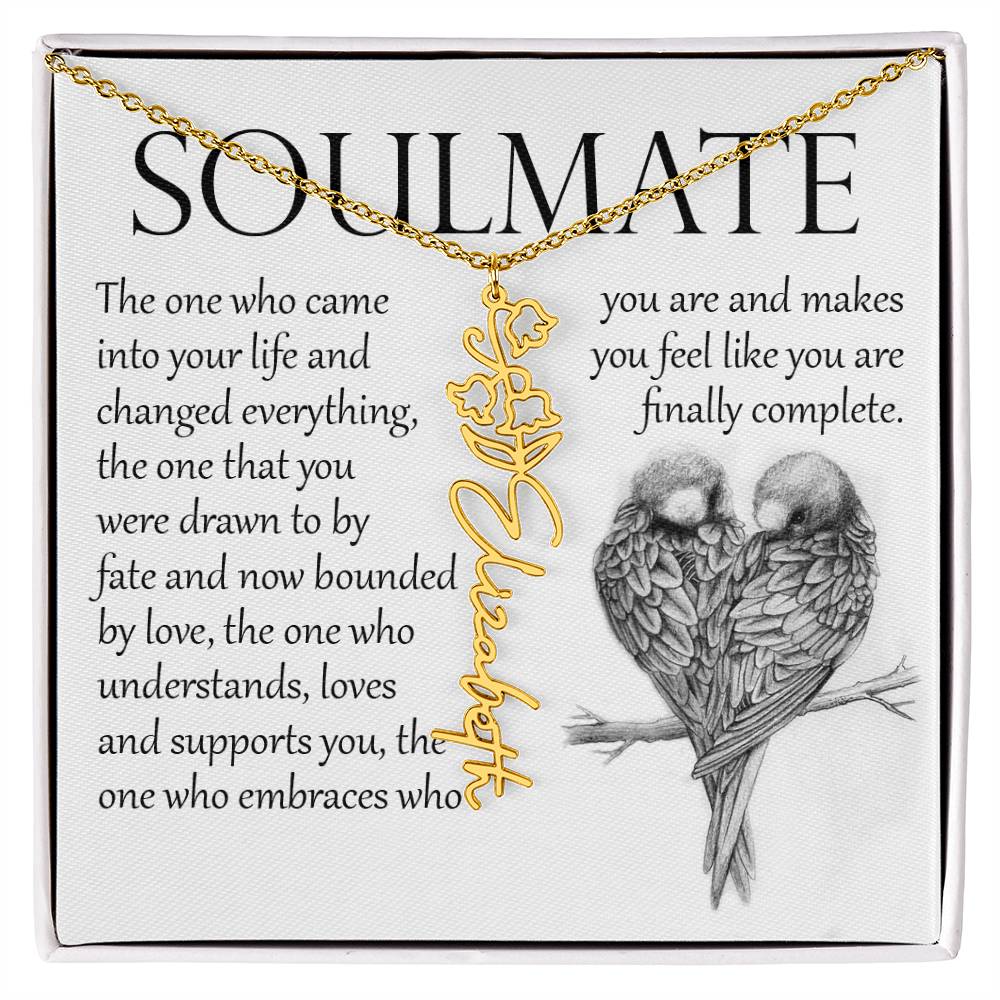 Soulmate Gift, Name Flower Necklace