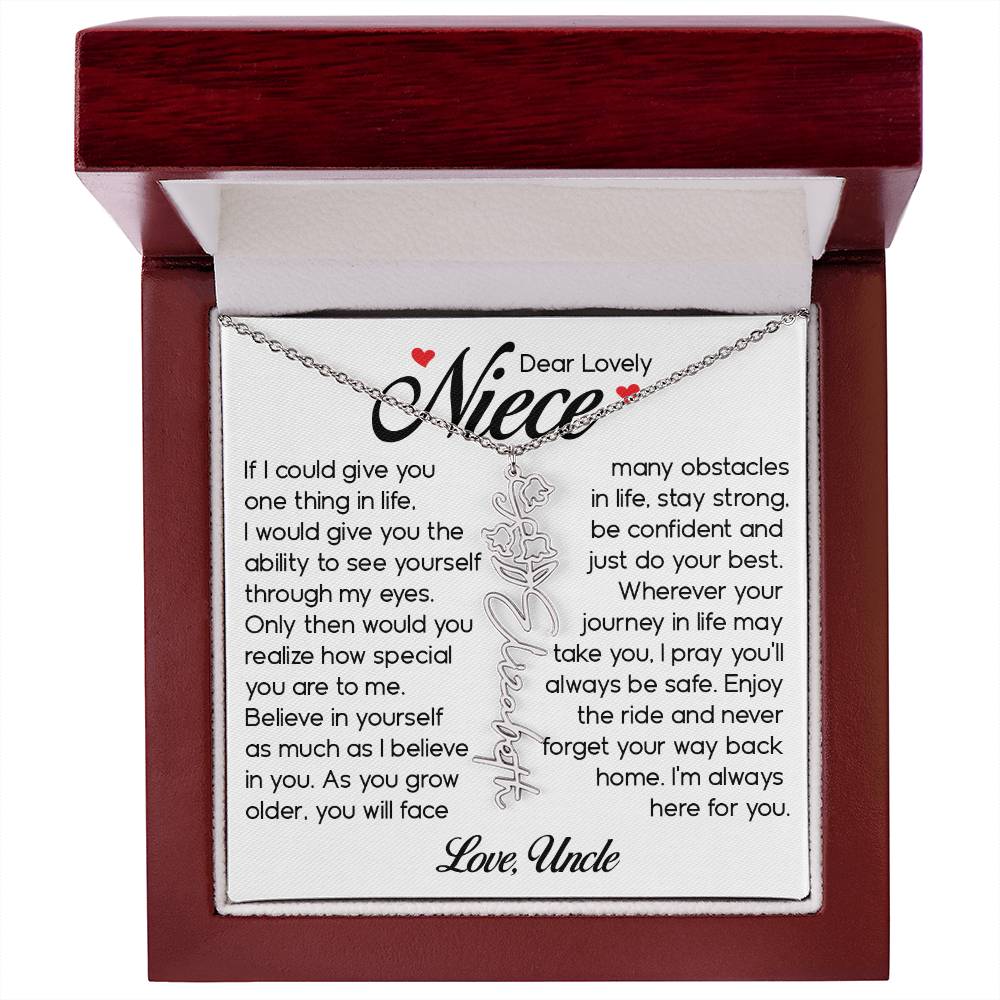 Niece Gift, Name Flower Necklace