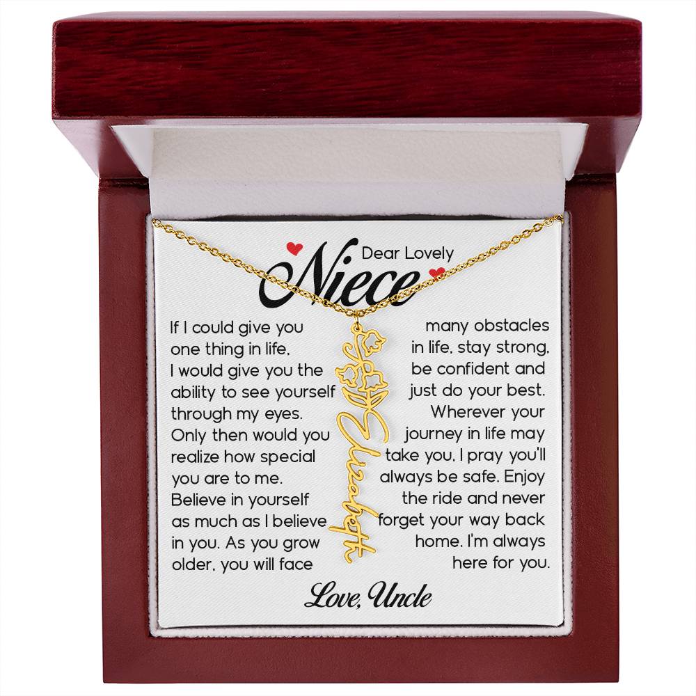 Niece Gift, Name Flower Necklace